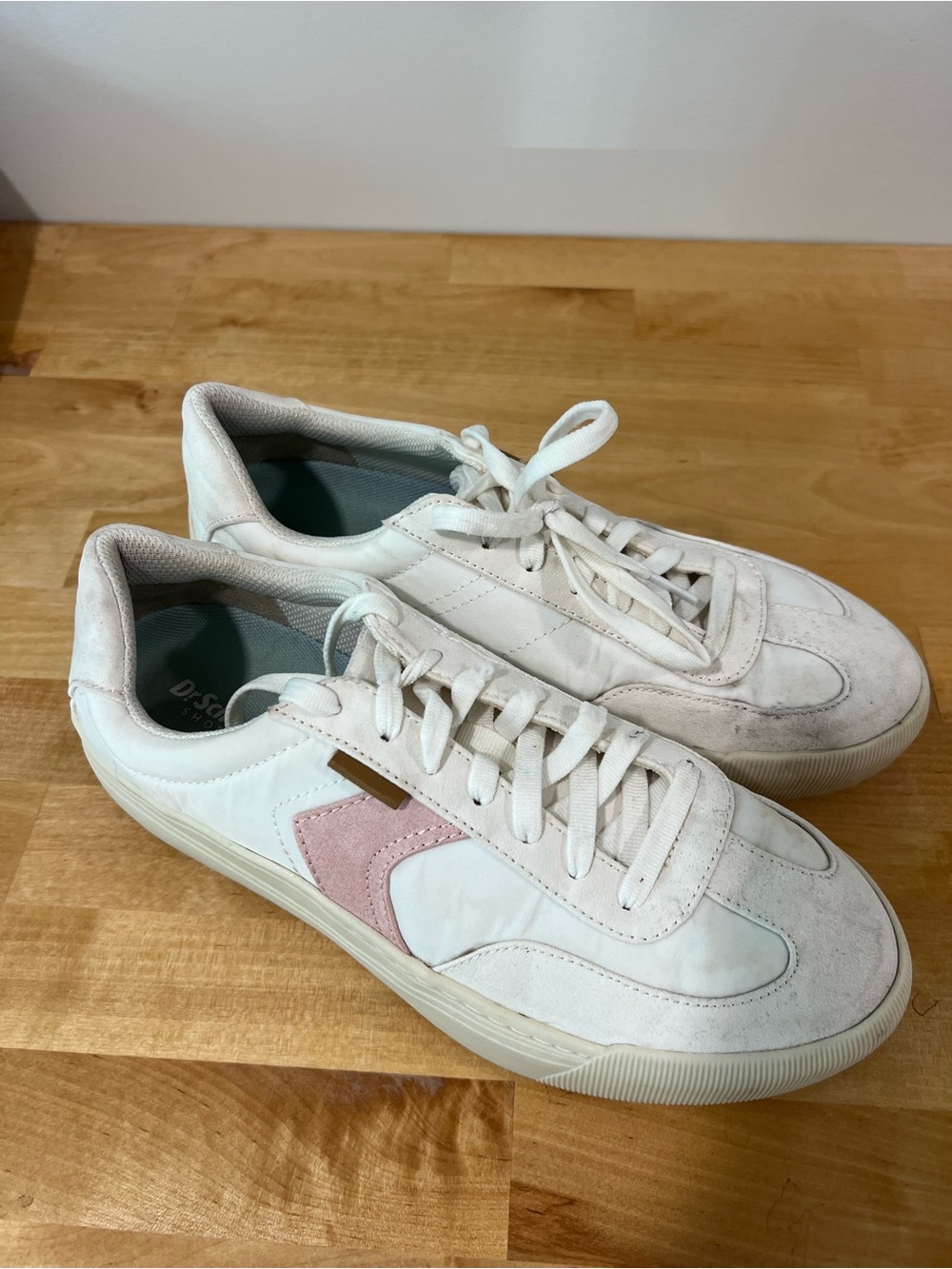 Dr. Scholl’s White and Pink Women's Casual Sneakers - Low Top Lace-Up